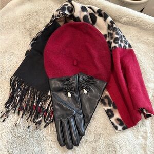 Elegant Black and Red Women's Accessory Set